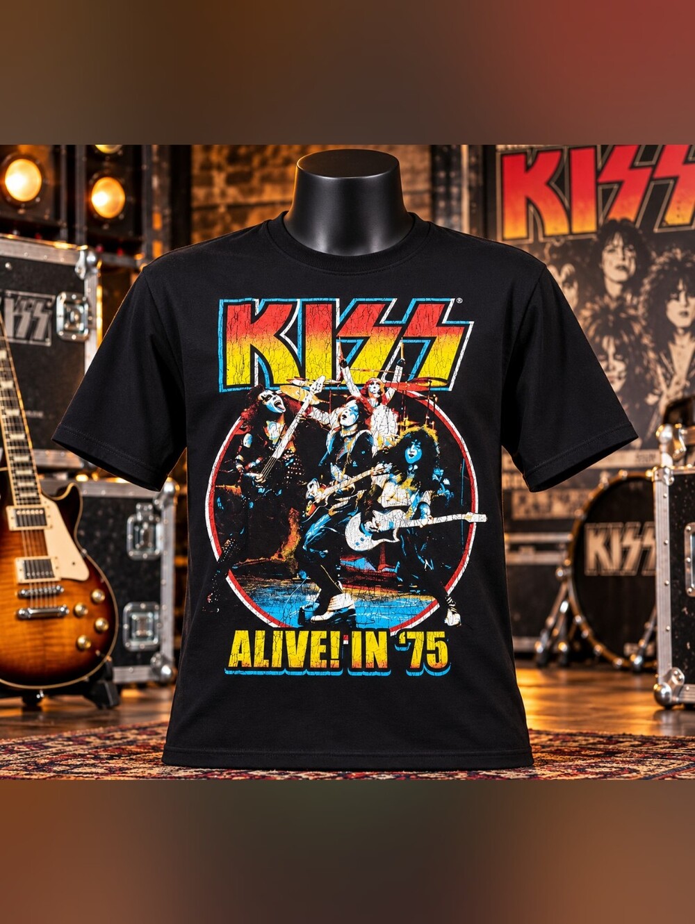 Kiss Black Tee 'Alive In '75' XL BNWT
